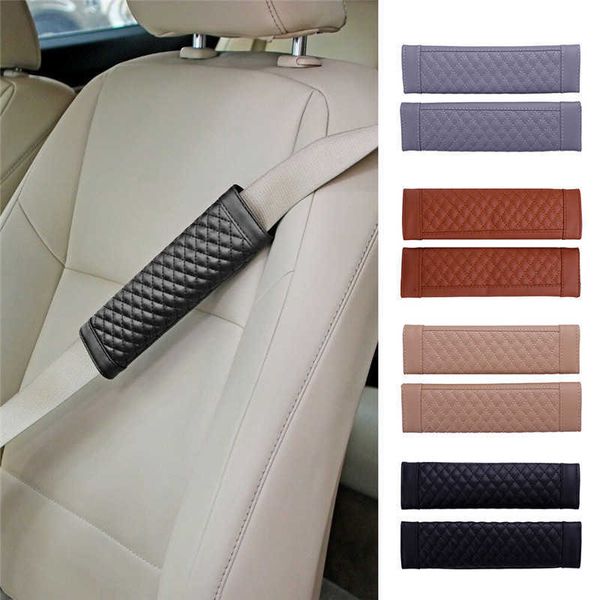 

safety belts accessories 2pcs universal car seat covers mens leather black padding belt interior t221212