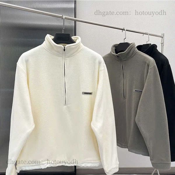 

ess23 men and women sweatshirt polar fleece half zipper hoodies fashion high street hip hop black white keep warm coat