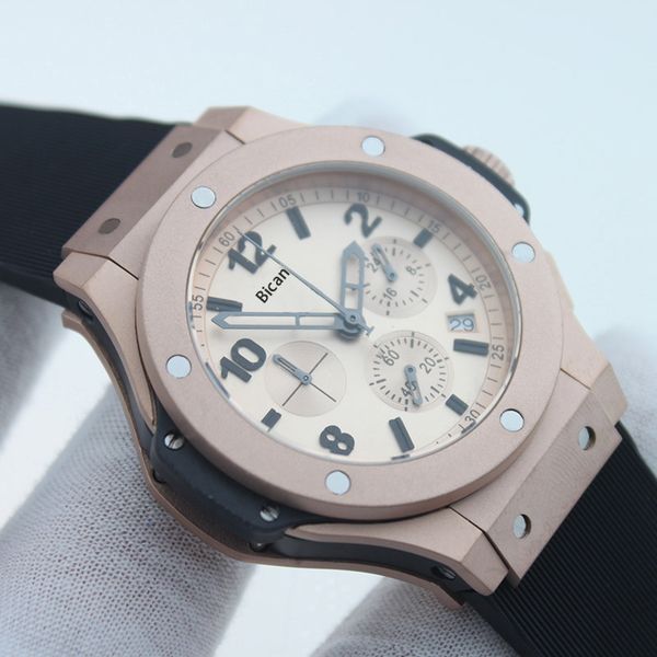 

classic sporty men's watch timing running seconds series quartz multifunctional waterproof steel watch, Slivery;brown