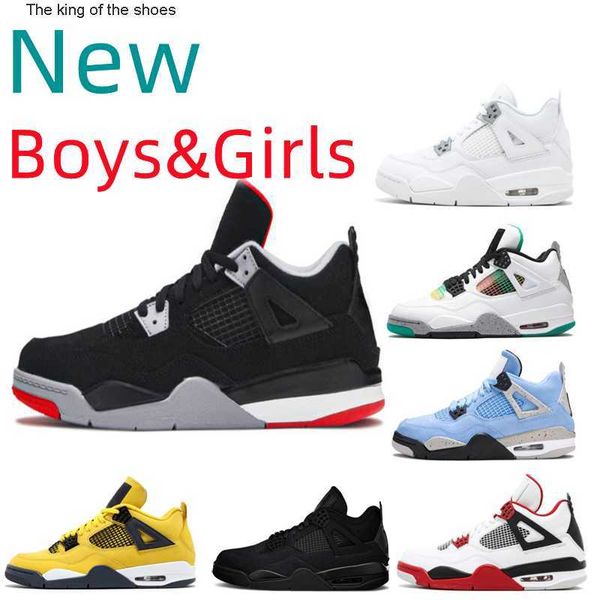 

2022 novel 4s children sneaker basketball shoes university blue black cat grey cement hyper royal boy girl gradeschool child outdoor