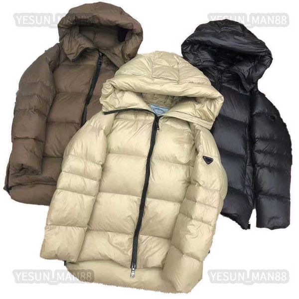 

men's parkas womens designer prads down jacket winter fashion puffer jackets coat outerwear causal warm thickened parka brief paragraph, Black