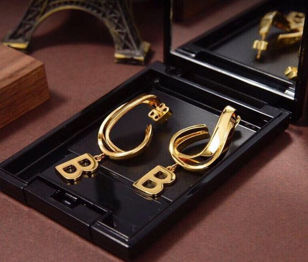 

fashion women dangle earring studs new unique shaped brand b letters pendant with logo shiny nonfading chandelier ea4383916, Silver
