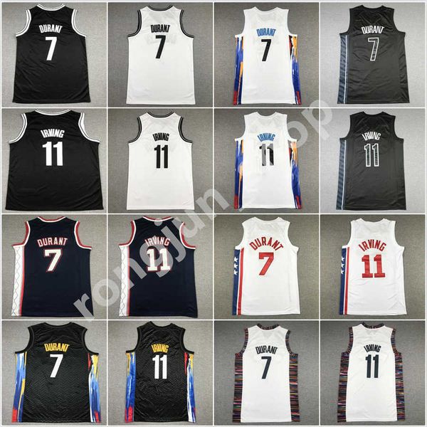 

2022-23 basketball jersey 7 durant stitched embroidery blue kyrie kevin 11 irving white black blue mens shirts, Black;red