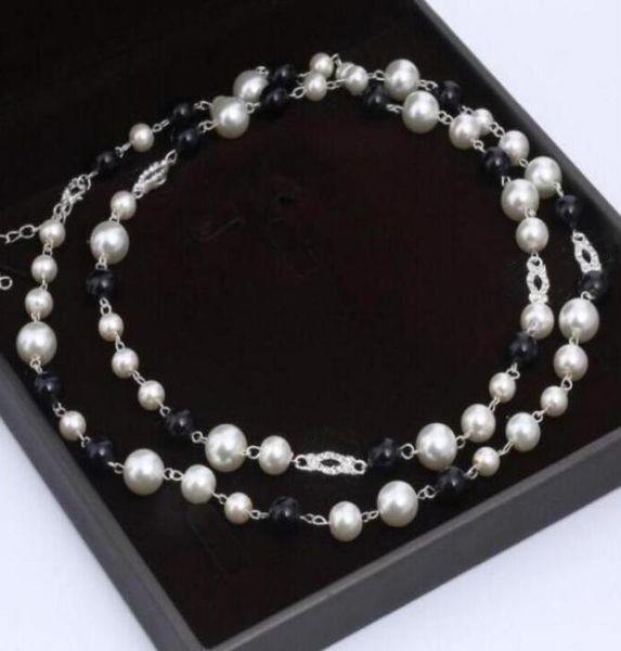 

style luxury designer jewelry necklace natural pearls necklace for women long sweater chain elegant fashion jewelry accessori1126654, Silver