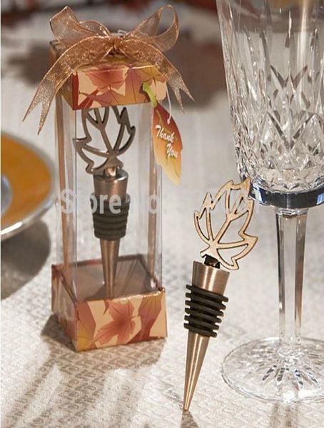 

wedding favor gift and giveaways for guest fall in love wine maple leaves bottle ser party souvenir 100pcslot3650527