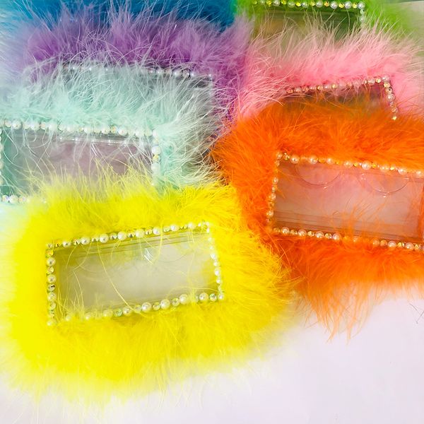 

eyelashes box luxury gift furry eyelash packing customize box with colorful hairs pearl empty lashes cases
