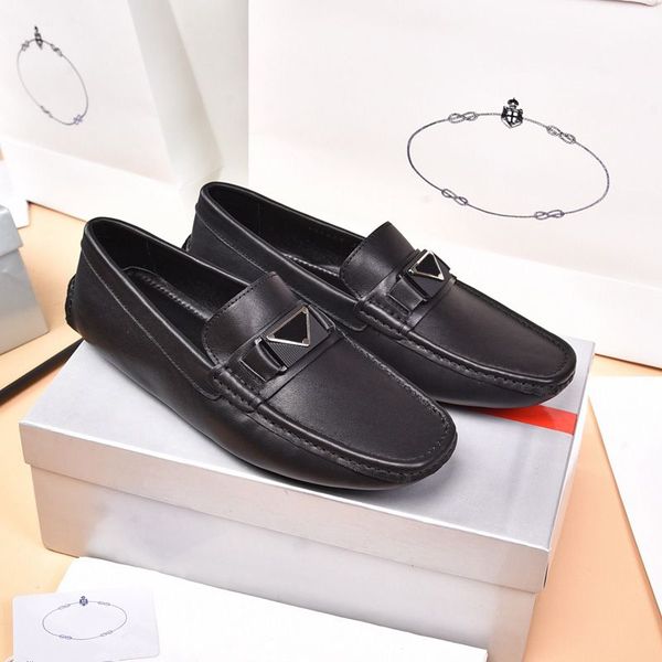 

2022 new fashion men black leather gentleman driving shoes casual penny business work wedding party sneaker rubber block sole oxfords