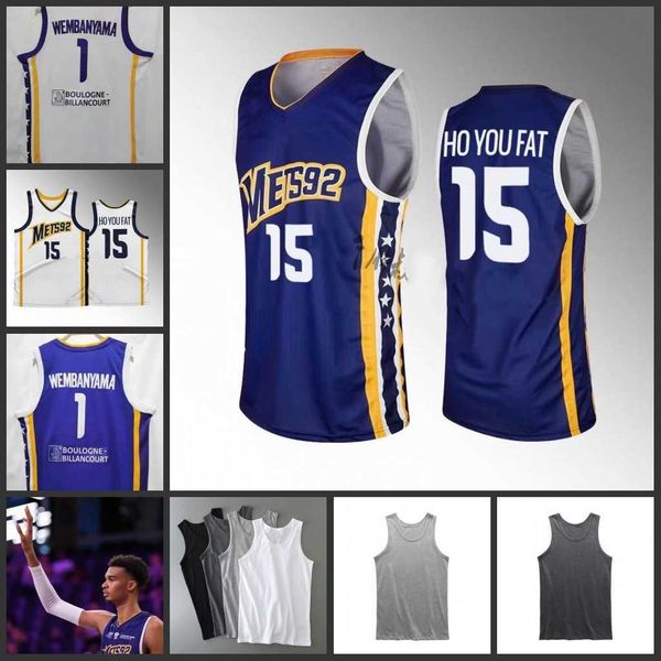 

steeve ho you fat 15 metropolitans 92 french basketball jersey hugo besson aaron henry victor wembanyama jerseys, Black;red