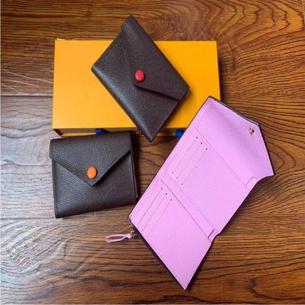 

m41938 victorine coin purse date code short wallet card holder women man classic zipper pocket designers wallet df161m, Red;black