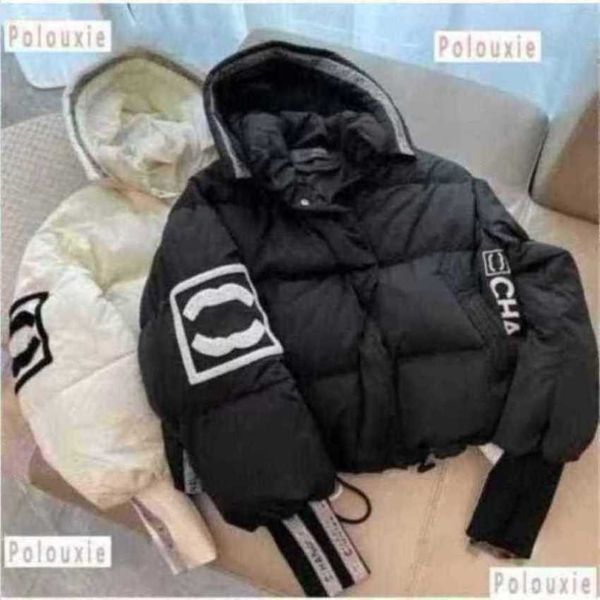 

men's parkas womans designer channel down jean jacket autumn and winter women puffer jackets coat embroidery c lapel hooded zipper casu, Black