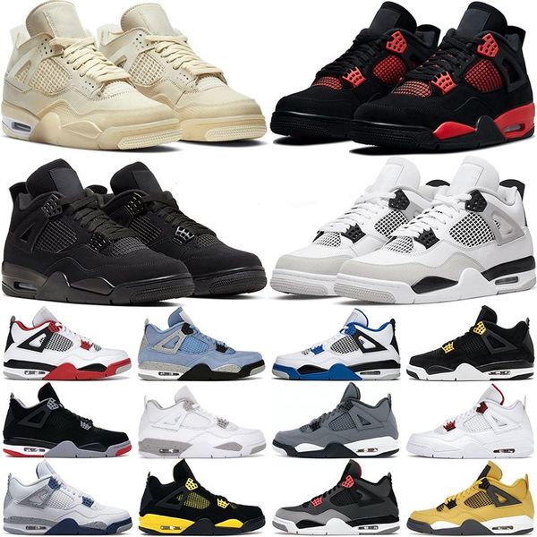

men women basketball shoes 4 4s military black cat red thunder sail university blue white oreo fire pure money midnight navy mens sneakers