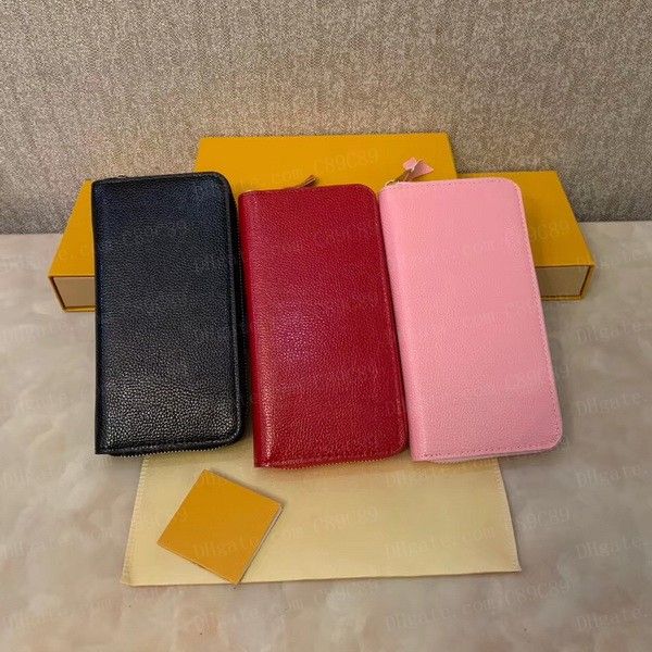 

zipper embossed wallet luxury single zipper designer men women pu leather wallets classic lady long purse 9 colors with box, Red;black