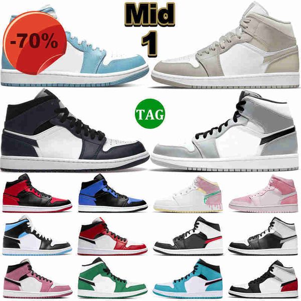 

hing shoes jumpman 1 mid basketball shoes 1s men women linen armory navy bred light smoke grey shadow hyper royal digital pink fearless unc, Black