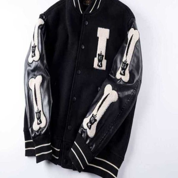 

kapital kountry varsity baseball jacket embroidery bone jackets men women coat skin sleeve stitching lndy 2023, Black;brown