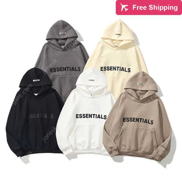 

2023ss essentials hoodie men's and women's sweatshirt letter printed oversized sweatshirts hip hop plain hoody for men, Black