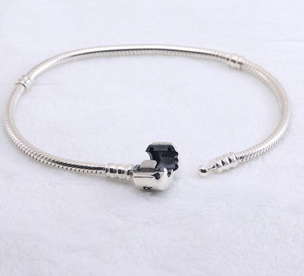 

authentic 925 sterling silver bracelets snake chain with logo bracelet fit pandora charms beads jewelry for women and men gif7820712, Golden;silver