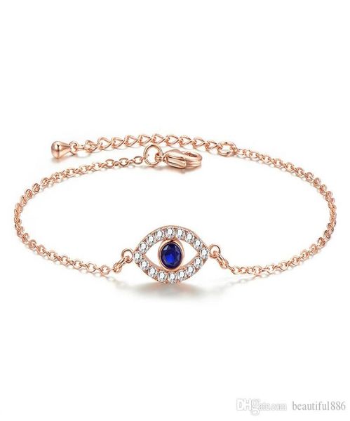 

fashion rose gold silver color evil eye crystal zircon chain link bracelets bangles for women crystal jewelry gift8947061, Golden;silver