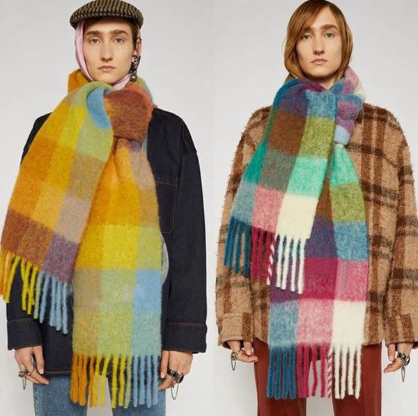 

scarf designer mens winter scarfs woman cashmere soft thick fashion luxury scarves classic check big plaid shawls medium length versatile wa, Blue;gray