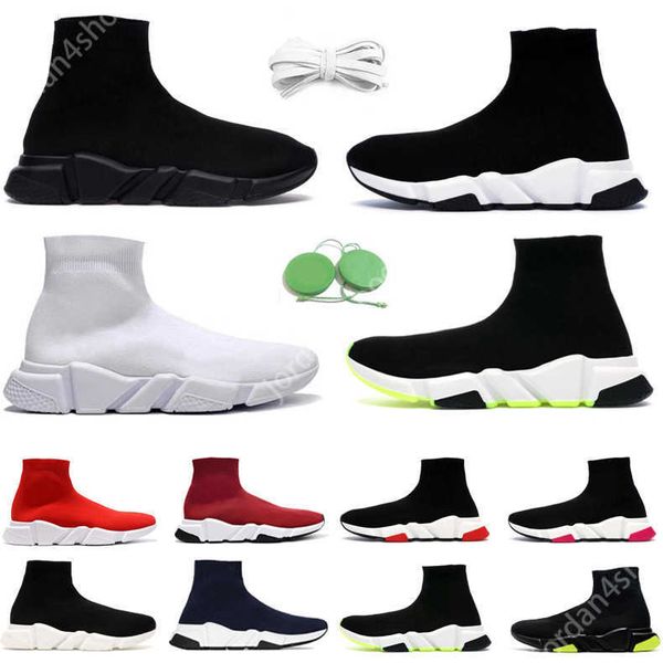 

2022 sock running shoes men women sneaker knit mesh fashion triple black white red green neno oreo red yellow graffiti dark navy mens0 4.5