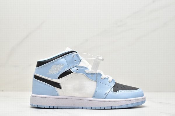 

mid ice blue basketball shoes men women black white 1s sneaker