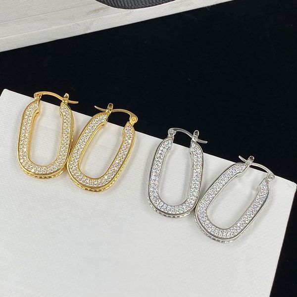 

luxury designer france u shape charm earrings with shining crystal diamond dangle ear rings earing earring for women jewelry, Golden