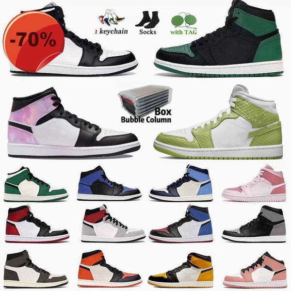 

hing shoes jumpman 1s basketball shoes high mid 1 men women black white cactus jack banned silver toe rust pink pine green prototype trainer