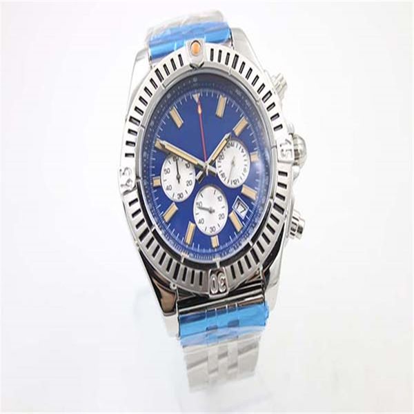 

special edition chronometre quartz men's wristwatch three zone 48mm full stainless steel belt black face male moon watch relo294r, Slivery;brown