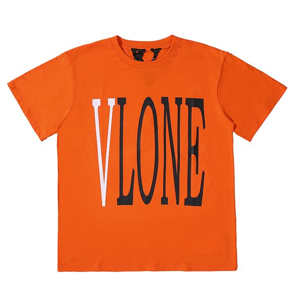 

vlone mens fashion brand t shirt womens print fine letter orange tees round neck designer size s-xl, White;black