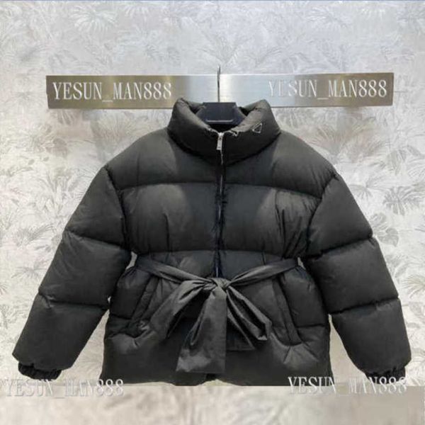 

men's parkas womens designer prads down jacket winter fashion butterfly lacing stand collar puffer jackets coat outerwear causal warm t, Black