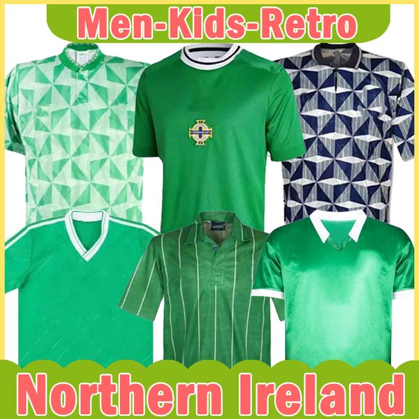 

2022 northern ireland soccer jerseys 1979 1988 1990 1994 home away retro classic vintage jersey george evans lewis saville davis whyte men k, Black;yellow
