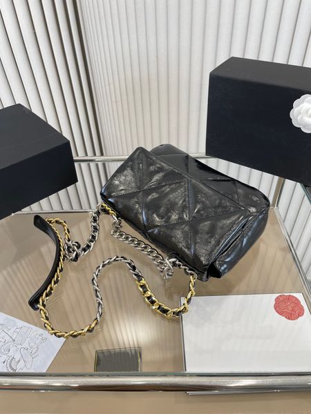 

tz classic 19 series fashion designer brand flap bag women handbag gold/silver two-tone metal chain crossbody bag jumbo maxi luxury sheepski
