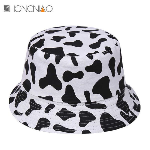 

stingy brim hats new cow print double-sided fisherman bucket fashion bob hip hop beanie panama outdoor hat 1209, Blue;gray