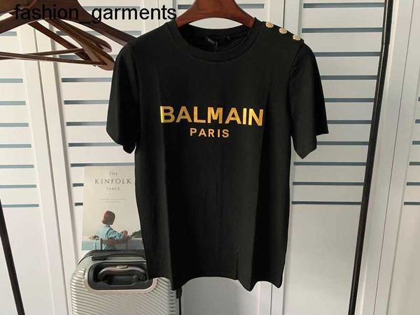 

men's designer tee spring summer new barman cotton loose letter gold button pullover t-shirt ins couple, White;black