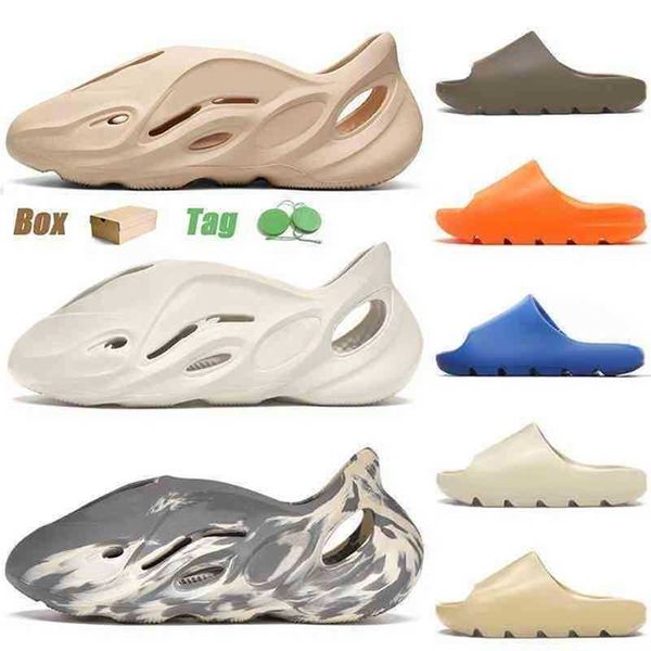 

yeesys wholesale 2022 men slides kanyes women slipper kid foam runners tan beige moon gray enflame orange sandals resin designer flip flop w, Black