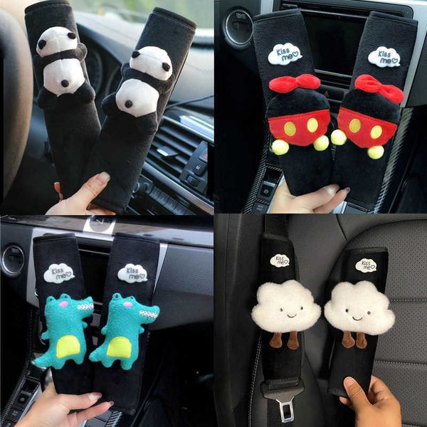 

safety belts accessories 1pair cute cartoon cloud car seatbelt cover soft plush car safety belt pad for kids girls hip shoulder strap harnes