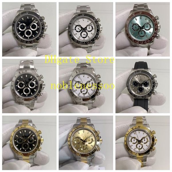 

12 style mens chronograph watch cal 4130 movement real po men's ceramic bezel 40mm116520 116519 116500ln 116500 116506 aut333b, Slivery;brown