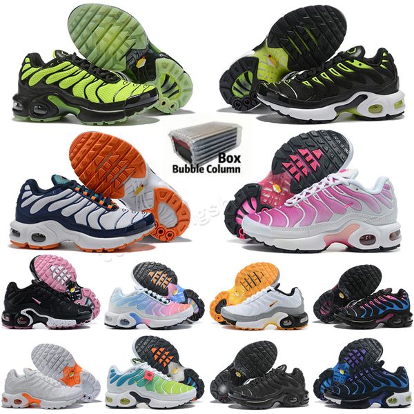 

2022 tn kids shoes enfant breathable soft sports chaussures boys girls tns plus sneakers youth requin trainers 24-35, Black