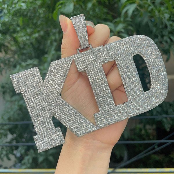 

highth 7cm gold silver colors full cz custom name letter pendant hiphop jewelry with 3mm 24inch rope chain