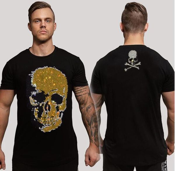 

luxury design rhinestone t shirt hip hop slim fit men's gifts brand, White;black