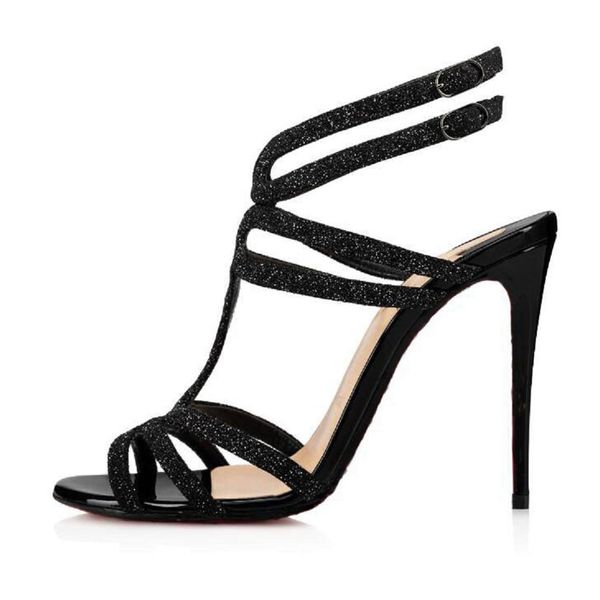 

designer heel strass metal suede sandals version blacks women fashion dress shoe ladies high heels black stiletto gladiator party2341