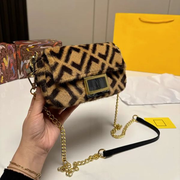 

womens designer shoulder bags fashion hobo leopard baguette tote bag hairiness brand crossbody bags hobos wool handbags luxury ladies purses