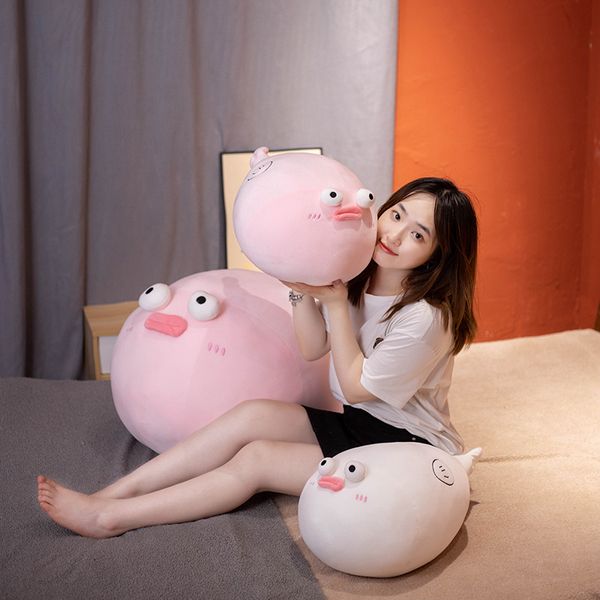 

1pc 30-70cm Kawaii Chubby Plush Puffer Fish Toys Stuffed Animal Sofa Cushion Comforting Dolls Children Girls Sleeping Pillow, Pink