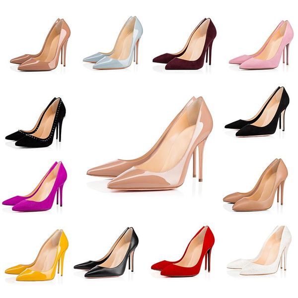 

red bottomed christians red ladies high heels nude color pointed sandals fashion banquet stylist shoes ladies dress shoes s trf, Black