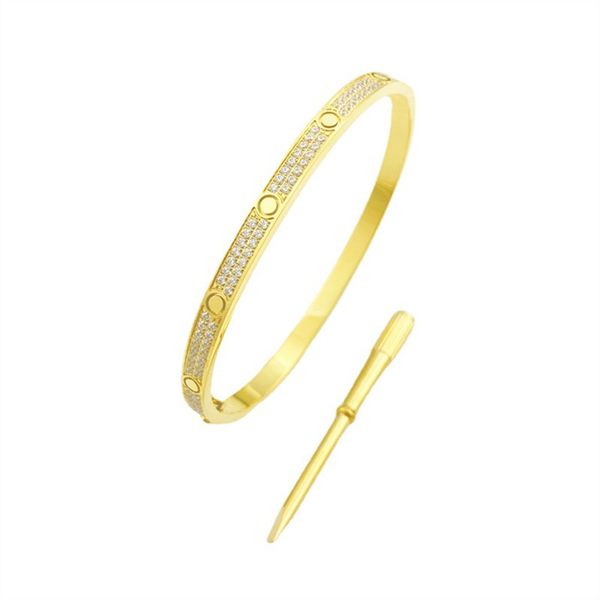 

luxury love charm diamonds bangle gold plated brass never fade fashion jewelry luxurious brand couple bangles for women classic style with v, Golden;silver