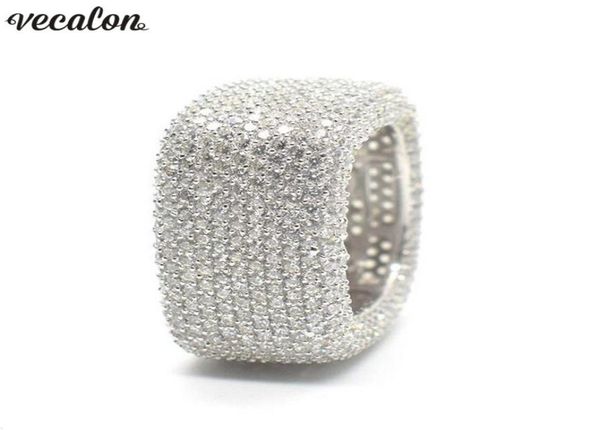 

vecalon luxury promise ring 925 sterling silver micro pave 450pcs diamond cz engagement wedding band rings for women men jewelry3565990, Slivery;golden