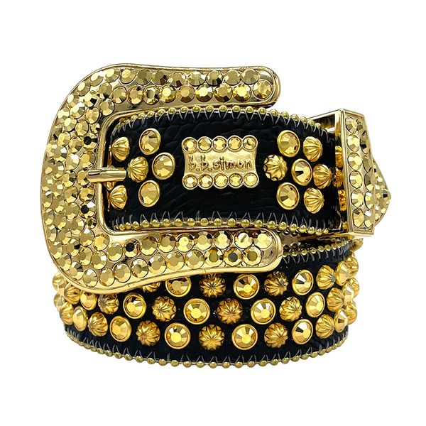 

2023 luxury designer bb simon crystals diamond belts men women retro needle buckle belt 20 colors black blue white multicolour, Black;brown