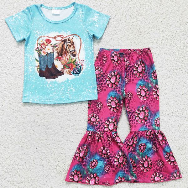 

new design toddler baby girls designer clothes set spring kids outfits girls boutique bell bottom outfit wholesale children clothing sets, White