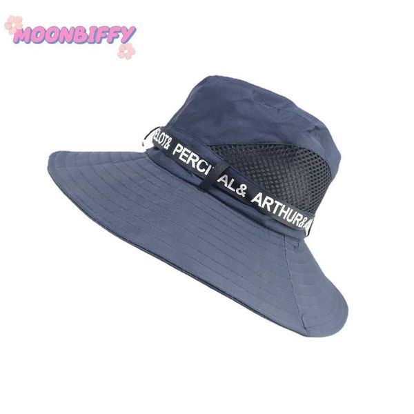 

stingy brim men's summer sunscreen fishing cap outdoor sports sunshade uv protection hat breathable travel climbing hiking jungle dad h, Blue;gray