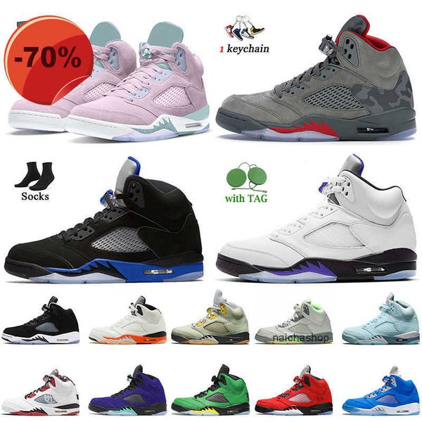 

2022 new women mens with box jumpman 5 5s easter basketball shoes camo concord racer blue shattered backboard bluebird white oreo raging, Black