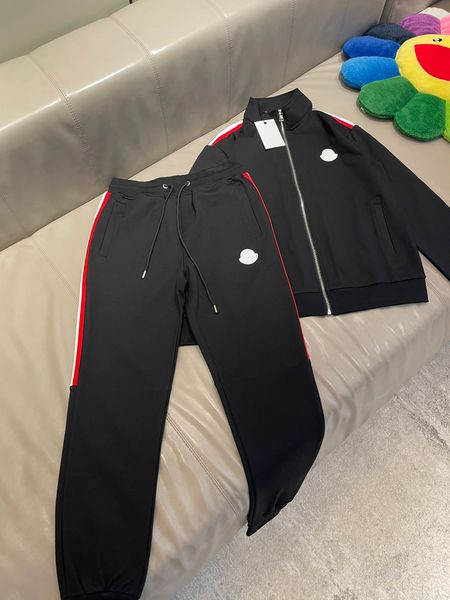 

autumn and winter new clothing brand black tracksuits fashion stripe splicing designer tracksuit highquality cotton jogging mens casual trac, Gray